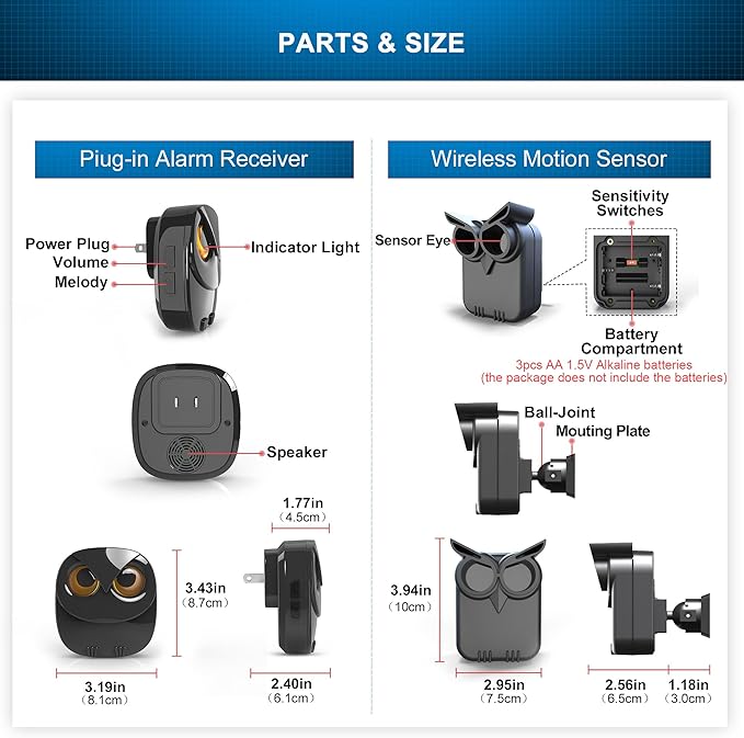 Driveway Alarm- 1/2 Mile Long Range Wireless Driveway Alarm Weather Resistant Motion Sensor&Detector-DIY Security Alert System-Monitor&Protect Outdoor/Indoor Property - 1 Receiver and 1 Sensor