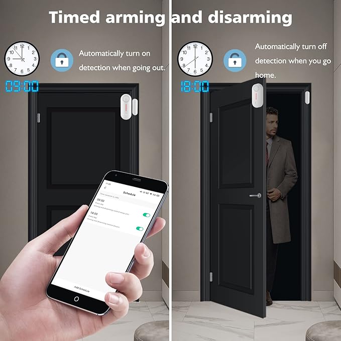 2 Pack WiFi Door Window Sensor Alarm: WiFi Door Sensor with App Alerts, 120 dB Siren,Timed Arming and Disarming, Pool Alarm for Kids Safety, Window Alarm Compatible with Alexa Google Assistant