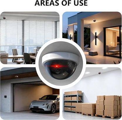 WALI Dummy Fake Security CCTV Dome Camera with Flashing Red LED Light with Security Alert Sticker Decals (SDW-6), 6 Packs, White