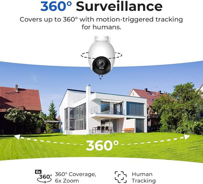 IMILAB EC6 Pro 4K Wired Outdoor Security Camera, 5GHz WiFi Plug-in Outdoor Camera for Home Security w/Spotlight, 360° Rotation, Free Detect & Tracking, Waterproof, 24/7 Local Recording, No Monthly Fee