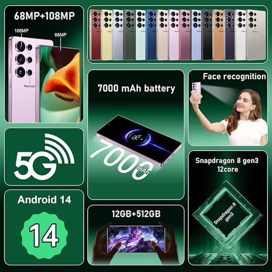 I25 Ultra: 6.99" FHD+ Android 14 Smartphone | 12GB+512GB | 108MP+68MP Camera | 7000mAh Battery | Built-in Stylus Pen | Blazing Fast Performance (Pink)