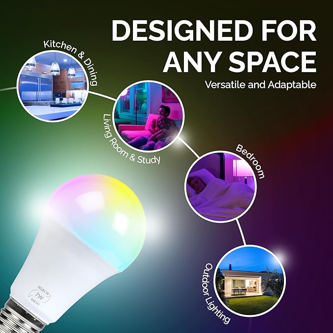 Flux FluxSmart - Bluetooth Light Bulb, Smart LED Bulb, Dimmable Smart Bulb, Smartphone-Controlled Hue Bulb with 16 Million Color Options, Compatible with iOS and Android Devices, 7W, A19, E26 Base