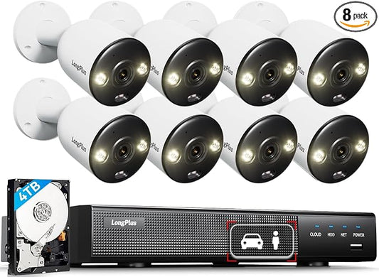 4K PoE Security Camera System, 16CH NVR Kit with 8× 8MP IP Bullet Cameras