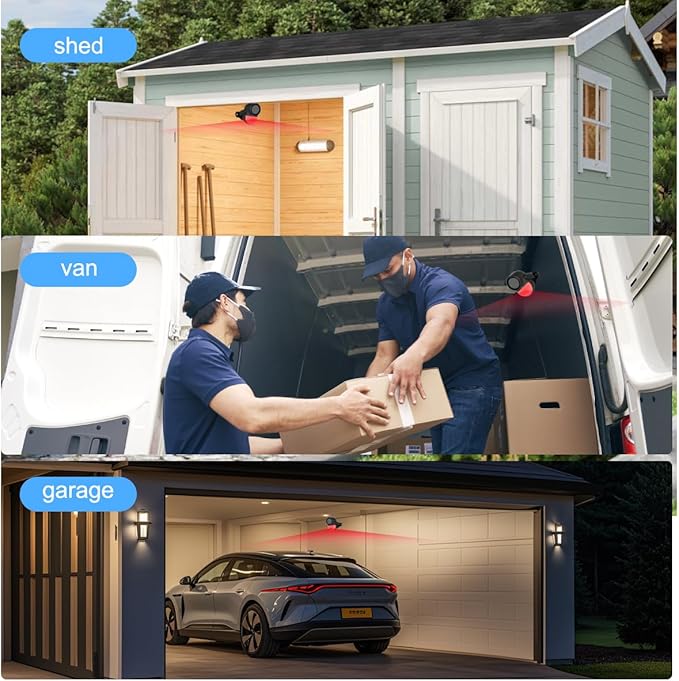 125dB WiFi PIR Motion Sensor Alarm Indoor, with Wireless DIY Smart Door/Window Alarm for Home Security with Phone APP Alert 4 Pieces-Kit, for Driveway, Shed, Home, Van, Shop