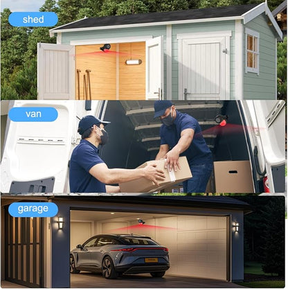 125dB WiFi PIR Motion Sensor Alarm Indoor, with Wireless DIY Smart Door/Window Alarm for Home Security with Phone APP Alert 4 Pieces-Kit, for Driveway, Shed, Home, Van, Shop