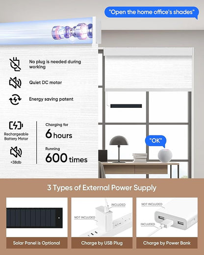 Kincmo Motorized Blinds with Remote,100% Blackout Motorized Roller Shades Work with Apple Homekit,Alexa,Google, Custom Electric Blinds with App,Voice Control (Serene White)