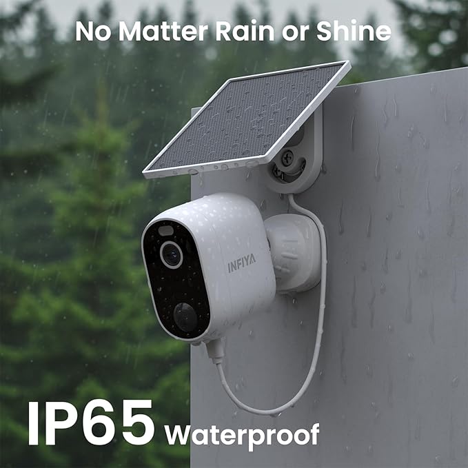 INFIYA Solar Camera Outdoor Wireless-2.4GHz Wi-Fi Outside Cameras for Home Security, PIR Motion Detection, Siren Alarm, 2K Color Night Vision, SD & Cloud Storage(Optional), Work with Alexa, Z1 2P