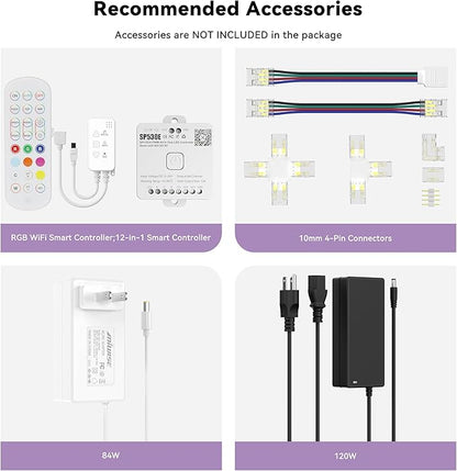 MIWISE RGB COB LED Strip Light 9.84ft/3m,Color Changing Dimmable Strip Light DC24V,Multicolor Flexible Tape Light 10mm Width,for TV,Bedroom,Party DIY Decoration(Power Supply & Controller NOT Included)