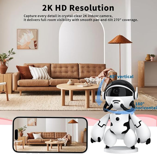 2K Indoor Robot Camera, 5G/2.4G WiFi Indoor Security Camera for Baby Pet