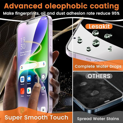 Lesakit 3+3 Pack Privacy Screen Protector for iPhone 14 Plus 6.7-Inch with 3 Pack Camera Lens Protector, Anti Spy Tempered Glass Film 9H Hardness Bubble Free Case Friendly