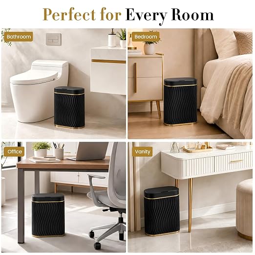 Ogikey Bathroom Trash Can with Lid, 5 Gallon Automatic Touchless Garbage Can, Motion Sensor Smart Trash Bin, Slim Waterproof Waste Bin for Living Room, Bedroom, Office, Kitche