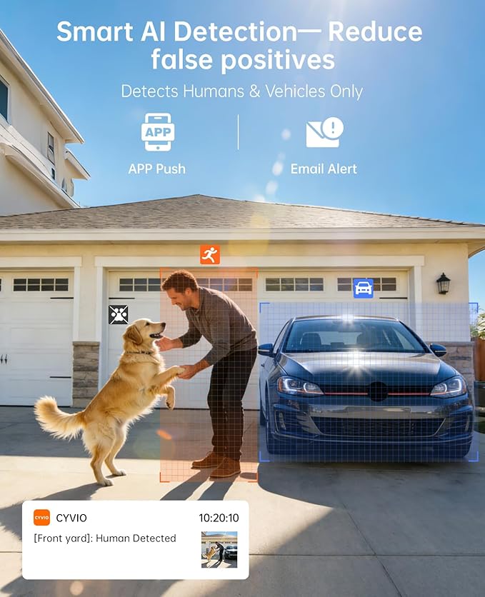 4K PoE Wired Security Camera System with NVR, 4× 8MP Outdoor Cameras, 24/7 Local Recording, No Monthly Fees, AI Human & Vehicle Detection, 2TB HDD Included, IP67, for Home & Small Business