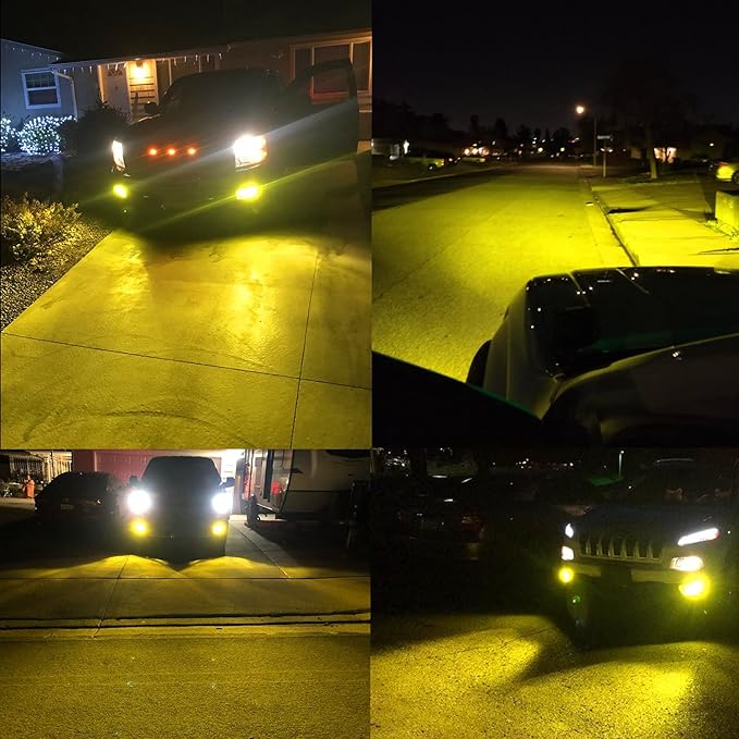 Alla Lighting 5200lm 2504 PSX24W LED Fog Lights Bulbs, 3000K Amber Yellow 12276 Extremely Super Bright 12V LEDs Replacement, AL-R Version