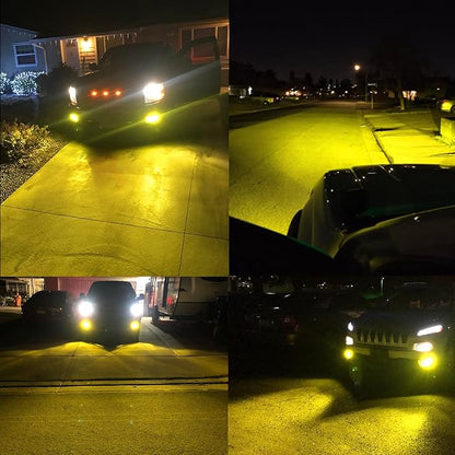 Alla Lighting 5200lm 2504 PSX24W LED Fog Lights Bulbs, 3000K Amber Yellow 12276 Extremely Super Bright 12V LEDs Replacement, AL-R Version