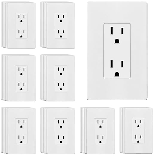 ENERLITES 40 Pack Decorator Outlet 15A Receptacle with Screwless Wall Plate | Self-Grounding, UL Listed, Standard Residential Electrical Outlets for Home, Non-Tamper Resistant, 5-15R, 125V, Glossy White