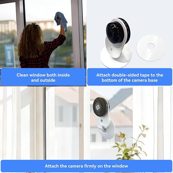 YI 2K Indoor Security Camera with Adhesive Mount, 2-Way Audio, AI Human/Vehicle/Pet Detection, Alerts, Night Vision, Wall/Window Mount, Baby/Pet Monitor, Compatible with Alexa & Google Assistant