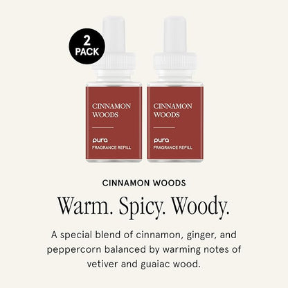 Pura Smart Home Scent Refill - Long-Lasting Premium Fragrance per Refill - Clean Diffuser Fragrance for Home, Office & Apartment - 2 Pack, Cinnamon Woods