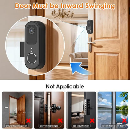 Anti-Theft Doorbell Mount for Arlo Video Doorbell 2K (2nd Gen), Arlo Camera Mount Easy No-Drill Mounting Bracket, Weatherproof Protection for Arlo Doorbell Camera, Ideal for Homes Apartments Rentals