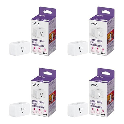 WiZ Connected Smart Plug, Sunset to Sunrise Automation, Motion Detection, Control with Voice or App, Indoor Smart Plug Compatible with Alexa, Google Home and HomeKit, 4 Pack