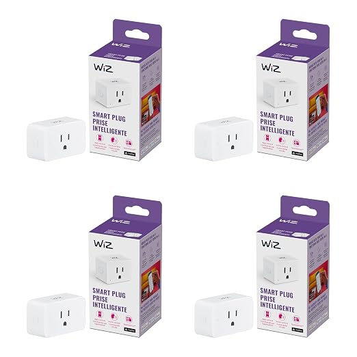 WiZ Smart Plug- Sunset to Sunrise Automation + Motion Detection + Control with Voice or App, Compatible with Alexa, Google Home, and HomeKit - WiFi Wall Outlet - 4 Pack