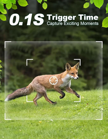 KJK Mini Trail Camera, 36MP 2.7K Game Camera with Night Vision 0.1s Trigger Time Motion Activated 130°Wide-Angle, Waterproof Trail Cam with 2.0” HD TFT Screen, Hunting Camera for Wildlife Monitoring