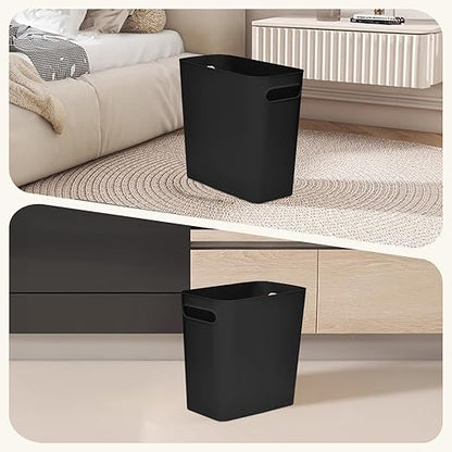 Versatile 1.8 Gallon Plastic Trash Can - The Compact Bin for Bathroom, Kitchen, or Home Office - Black