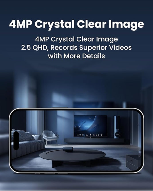 Aurumbach 2.5K Smart Security Camera with Color Night Vision, IP65 Waterproof Wired 4MP Indoor Video Camera, 2-Way Audio, Compatible with Alexa, Google Assistant White
