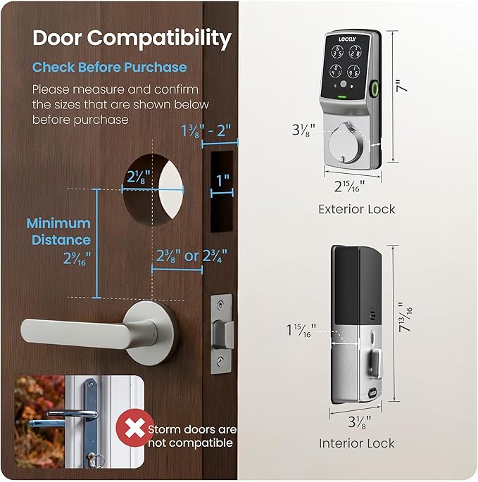 Lockly Guard Deadbolt PGD728WPU Commercial Smart Lock – UL10B/10C Fire Rated Keypad Deadbolt with Fingerprint, Wi-Fi & Bluetooth, Alexa & Google Compatible, 8 AA Batteries, Rekeyable Door Lock