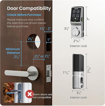 Lockly Guard Deadbolt PGD728WPU Commercial Smart Lock – UL10B/10C Fire Rated Keypad Deadbolt with Fingerprint, Wi-Fi & Bluetooth, Alexa & Google Compatible, 8 AA Batteries, Rekeyable Door Lock
