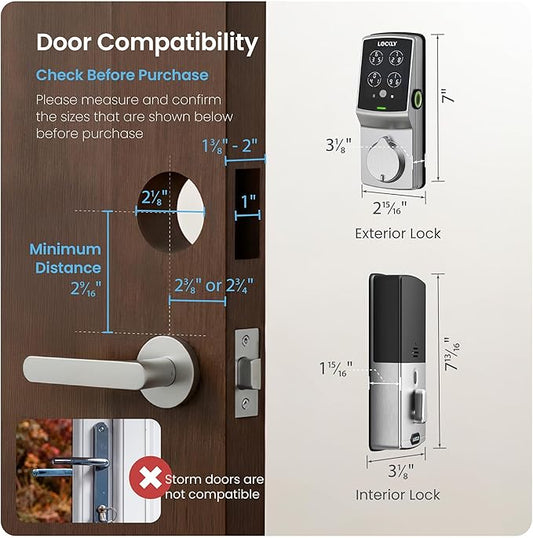 Lockly Guard Deadbolt PGD728WPU Commercial Smart Lock – UL10B/10C Fire Rated Keypad Deadbolt with Fingerprint, Wi-Fi & Bluetooth, Alexa & Google Compatible, 8 AA Batteries, Rekeyable Door Lock