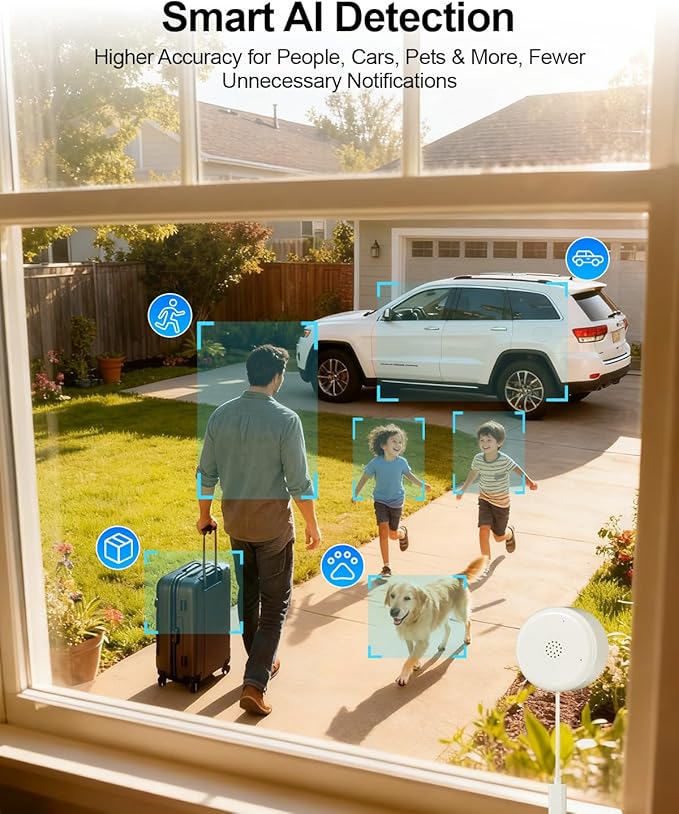2K No-Drill Window Security Cameras, 2Packs Magnetic Cameras for Home Security, 5G&2.4G WiFi Indoor Angled Window Cam Stick on Glass, Full Color Night Vision, 24/7 AI Human Detection for RV, Apartment