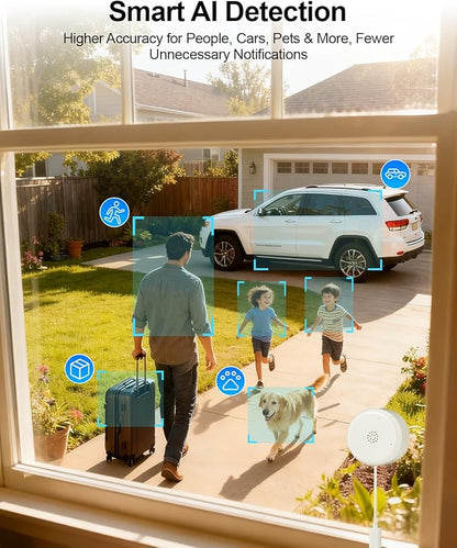 2K No-Drill Window Security Cameras, 2Packs Magnetic Cameras for Home Security, 5G&2.4G WiFi Indoor Angled Window Cam Stick on Glass, Full Color Night Vision, 24/7 AI Human Detection for RV, Apartment