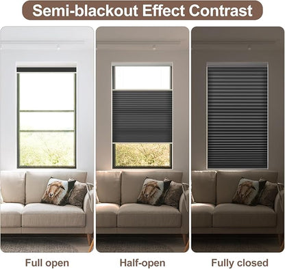 Godark Motorized TDBU Cellular Shades with Remote Control Smart Honeycomb Blinds Compatible with Alexa Google Home Smarthings Custom Double Cellular Light Filtering for Indoor Windows Doors-Black