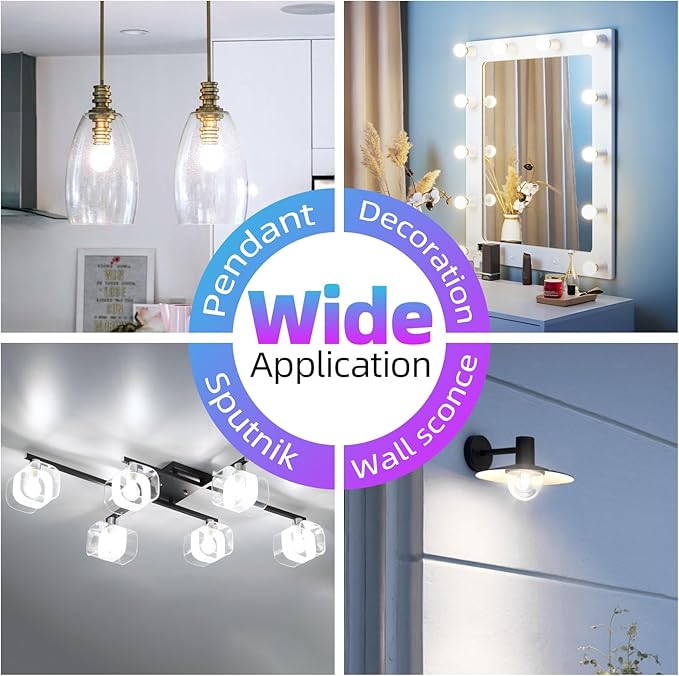 GvvooHome G16.5 LED Bulb Dimmable, 6W, 60 watt Equivalent, 4000K Neutral White E26 Globe Bulb, Round Edison Bulbs for Ceiling Fan, Pendant, Chandeliers, 90+CRI 600LM, 6 Pack