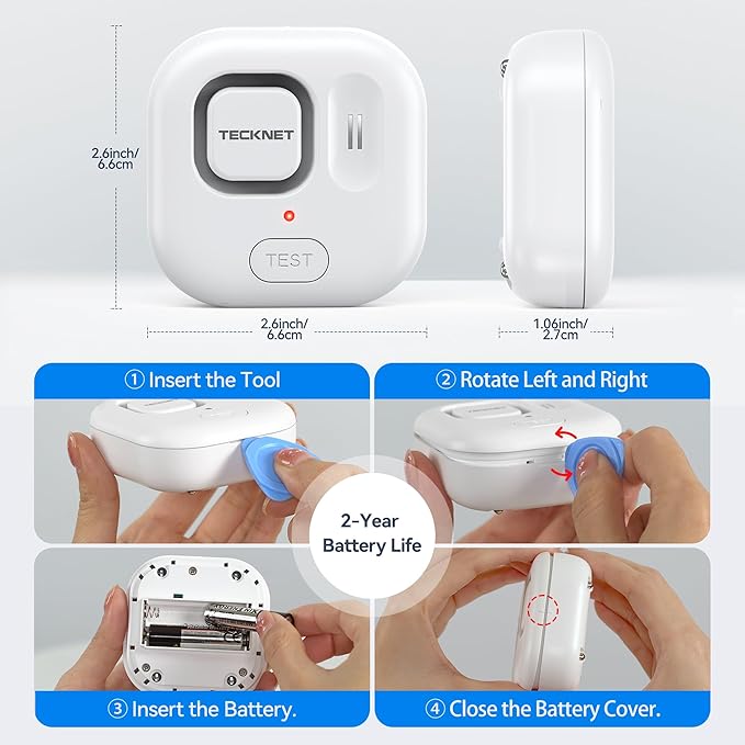 TECKNET WiFi Water Leak Detector, Smart Leak Sensor with App Alerts | Instant App Alerts & 120dB Alarm, IP67 Waterproof, No Hub Required, for Kitchen/Bathroom/Basement, 2 Pack, Battery Included
