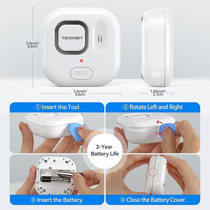 TECKNET WiFi Water Leak Detector, Smart Leak Sensor with App Alerts | Instant App Alerts & 120dB Alarm, IP67 Waterproof, No Hub Required, for Kitchen/Bathroom/Basement, 2 Pack, Battery Included