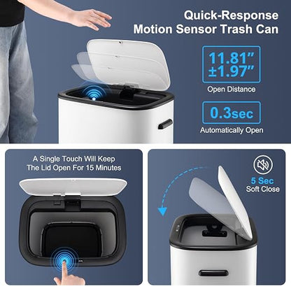 Garvee 13 Gal Motion Sensor Trash Can, Touchless Kitchen Bin