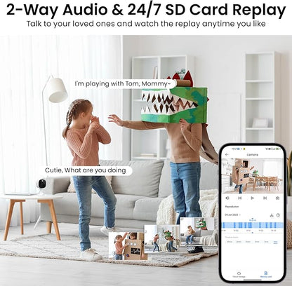 AOQEE 2K Cameras for Home Security-Outdoor/Indoor Camera for Dog/Cat/Pet/Nanny/Baby/Elderly, Color Night Vision, White Light, Siren, 24/7 SD Recordings, Works with Alexa, Plug in (C1-White-4pack-2.4G)