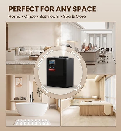 Waterless Essential Oil Diffuser 5000 Sq.Ft Coverage for Large Home, Hotel, or Office, 200ml Cold Air Scent Diffuser Machine with Bluetooth App Control, Quiet No-Heat HVAC Fragrance Diffuser