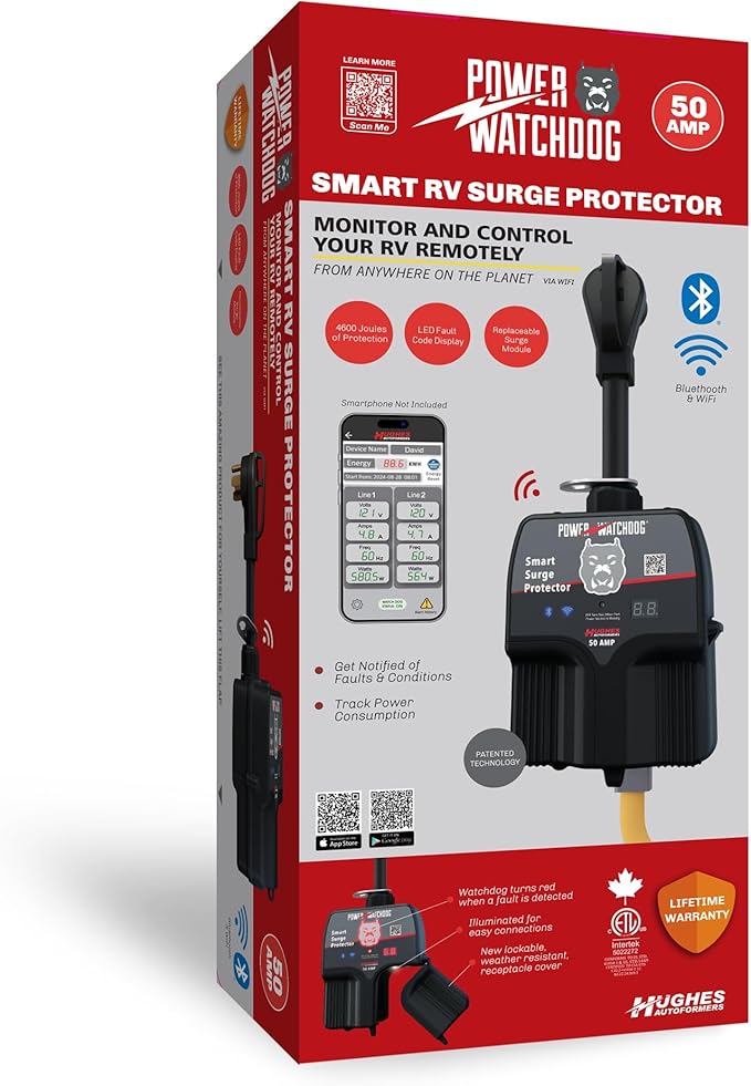 Power Watchdog PWD50W Smart RV Surge Protector, 50A, WiFi & Bluetooth