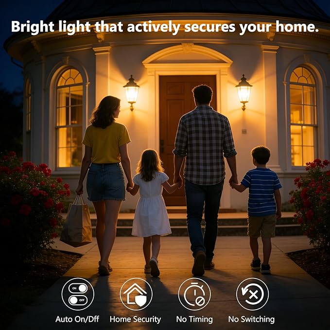 DAYBETTER 8 Pack A19 Dusk to Dawn Light Bulbs Outdoor, 60W Equivalent, Energy Efficient 9W, Light Sensor LED Light Bulb, Automatic on/Off Photocell Bulb for Porch Lighting, Soft White 2700K,E26 Base