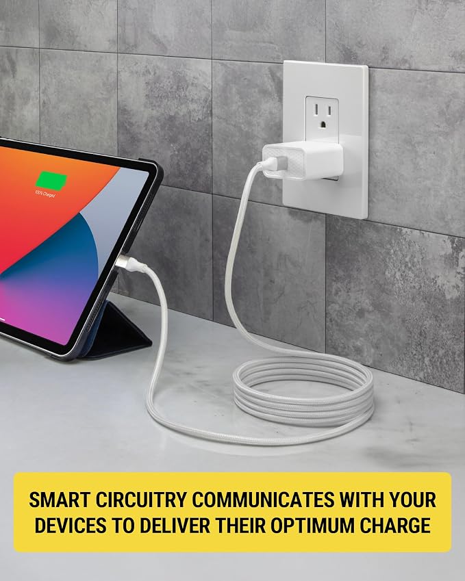Scosche SHPDC20 PowerVolt 20W Power Delivery USB-C Home Wall Charger Block, Fast Charging Adapter Plug Compatible with Apple iPhone 16/15/14/13/12 Series, iPad and Type-C Android Cell Phone, White