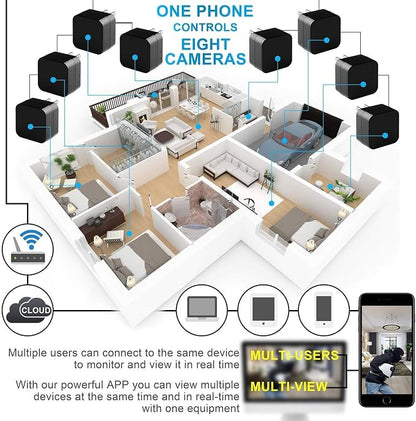 Smart Indoor Baby/Pet Monitoring Cam with Charger,Night Vision Motion Detection, Phone APP,