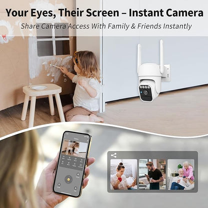 Solar Powered Security Camera, 360° Wireless Outdoor Camera,Motion Tracking, AI Alerts, Night Vision, 2-Way Audio,Waterproof,Surveillance Camera for Home & Business,Cloud Service, Alexa