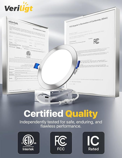 36 Pack 4 Inch LED Recessed Light, Dimmable, Damp Rated, 5CCT Selectable, 9W 750LM, 120V, Silm Canless Wafer Ceiling Light, ETL&FCC