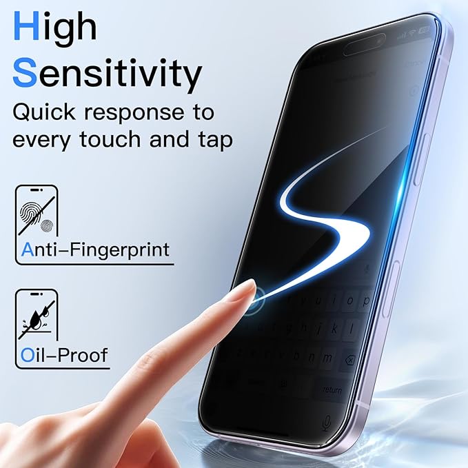 JETech 360 Degree Privacy Screen Protector for iPhone 17 6.3-Inch, 4-Way Anti-Spy Tempered Glass Film with Easy Installation Tool, 2-Pack