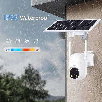 4G Cellular Solar Security Camera Wireless Outdoor,Solar Camera with SIM Card,Solar Powered Camera, 2K Color Night Vision, PTZ 355°/90, AI Motion Detection,AOV 24/7 Recording,IP66,No WiFi