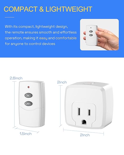 HBN Remote Control Outlet Plug Remote Switch Outlet