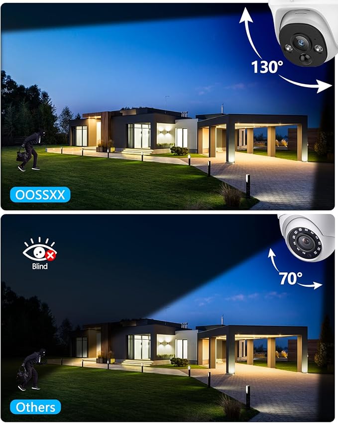 OOSSXX (2026 New) 4K PoE Security Camera System, 8CH NVR w/ 1TB HDD, 4pcs Wired Dome Cameras, 130° Wide Angle, PIR Motion Detection, 2-Way Audio, Remote Control, No Monthly Fee App
