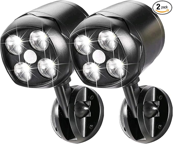Battery Operated Outdoor Motion Sensor Light, 600LM 6000K Waterproof Wide-Angle Detection Auto On/Off Wall Light,for Garage, Yard, Front Door, Stair and Driveway (2 Packs)